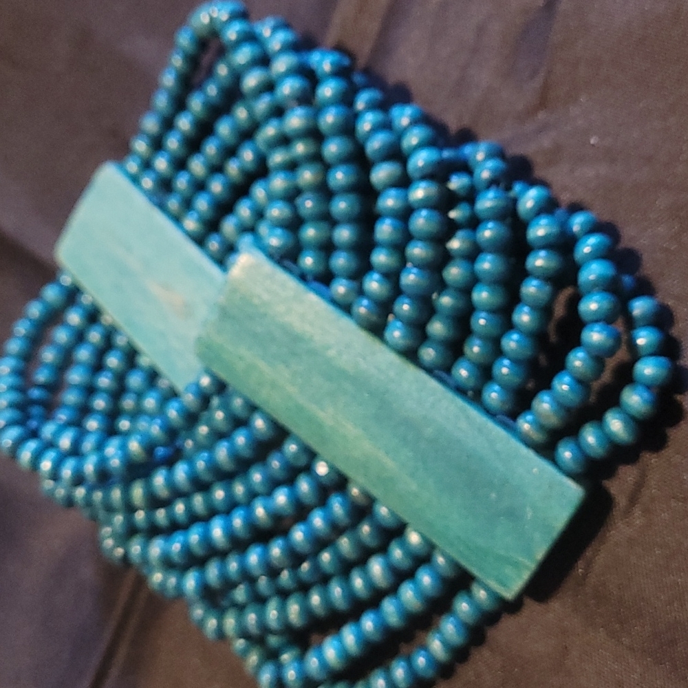 Teal Wooden Cuff Bracelet